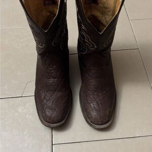 Men's Dark Brown Western Cowboy Boots - Classic Pull-On Style
